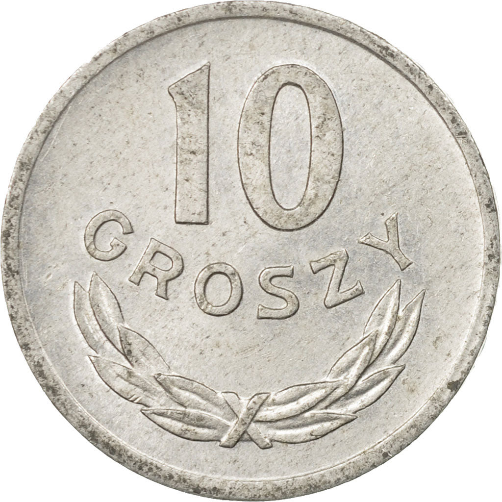 Moneda, Polonia, 10 Groszy, 1975, Warsaw, MBC, Aluminio, KM:AA47