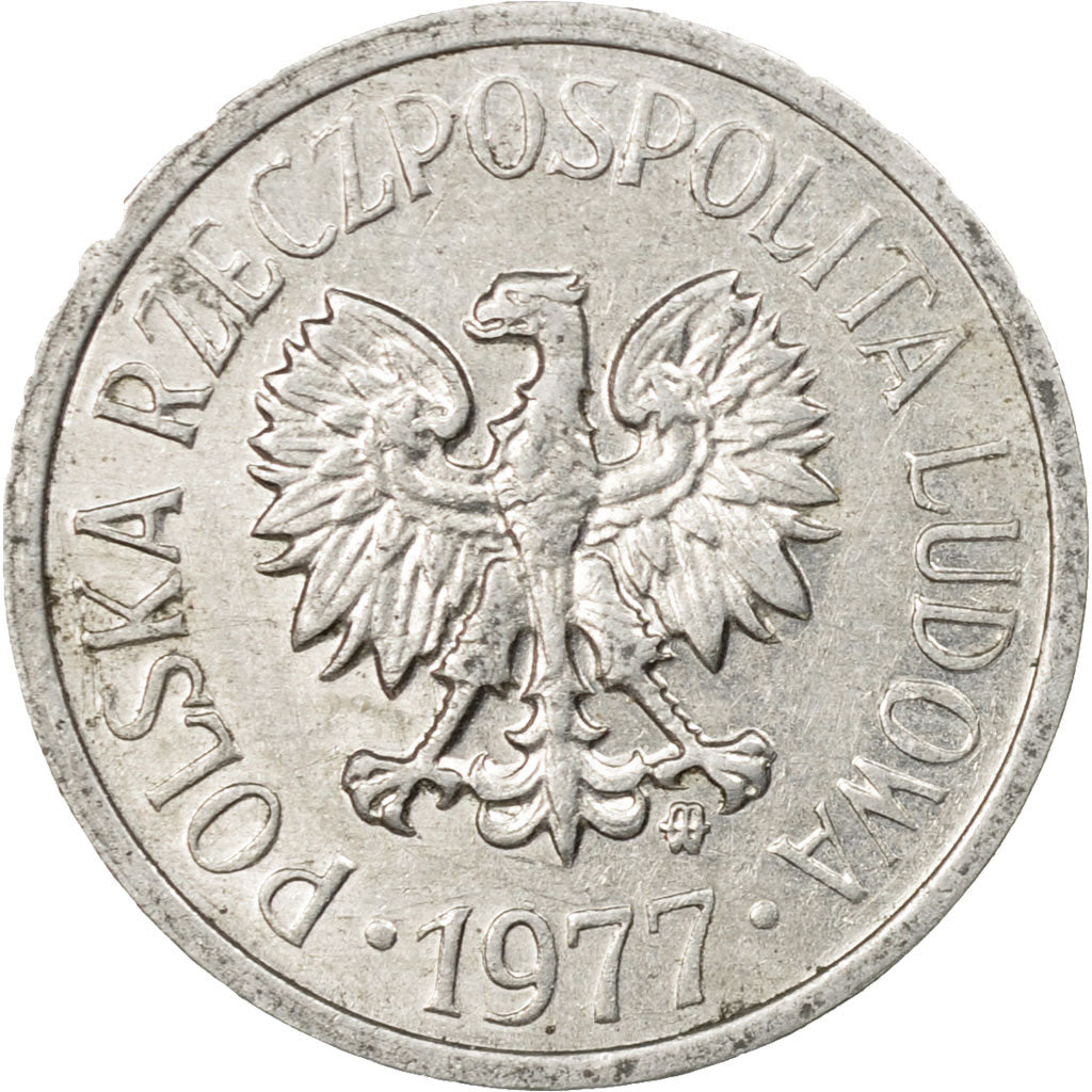 Coin, Poland, 10 Groszy, 1977, Warsaw, EF(40-45), Aluminum, KM:AA47