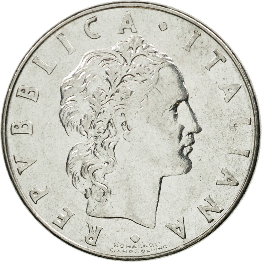 Coin, Italy, 50 Lire, 1977, Rome, EF(40-45), Stainless Steel, KM:95.1