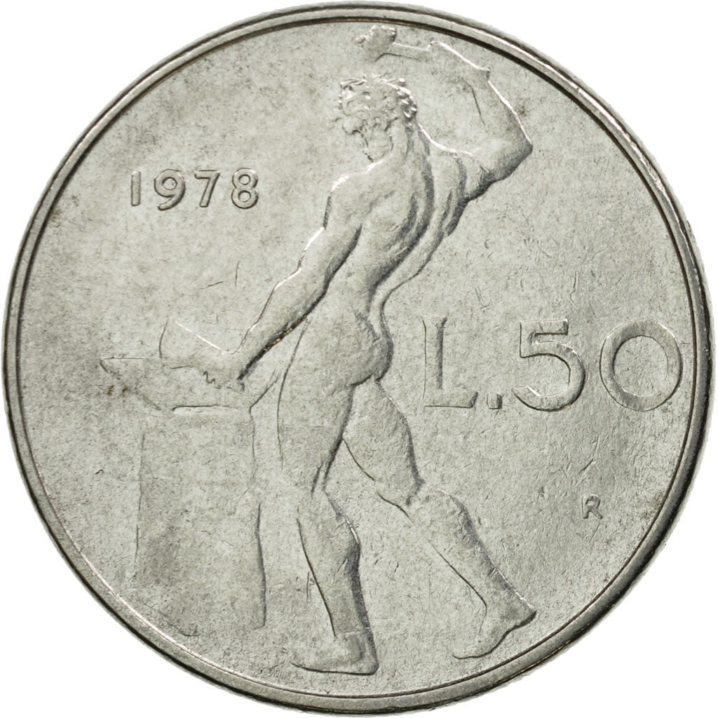Coin, Italy, 50 Lire, 1978, Rome, EF(40-45), Stainless Steel, KM:95.1