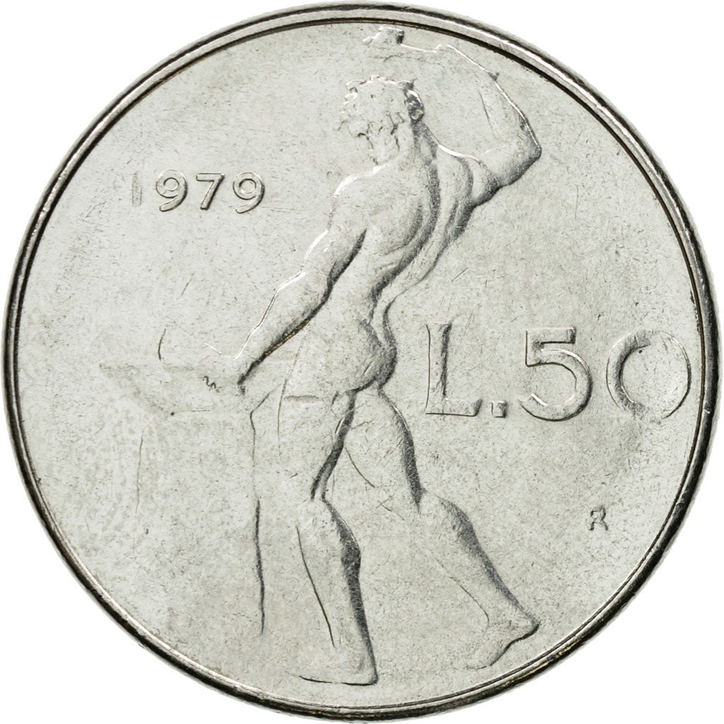 Coin, Italy, 50 Lire, 1979, Rome, EF(40-45), Stainless Steel, KM:95.1
