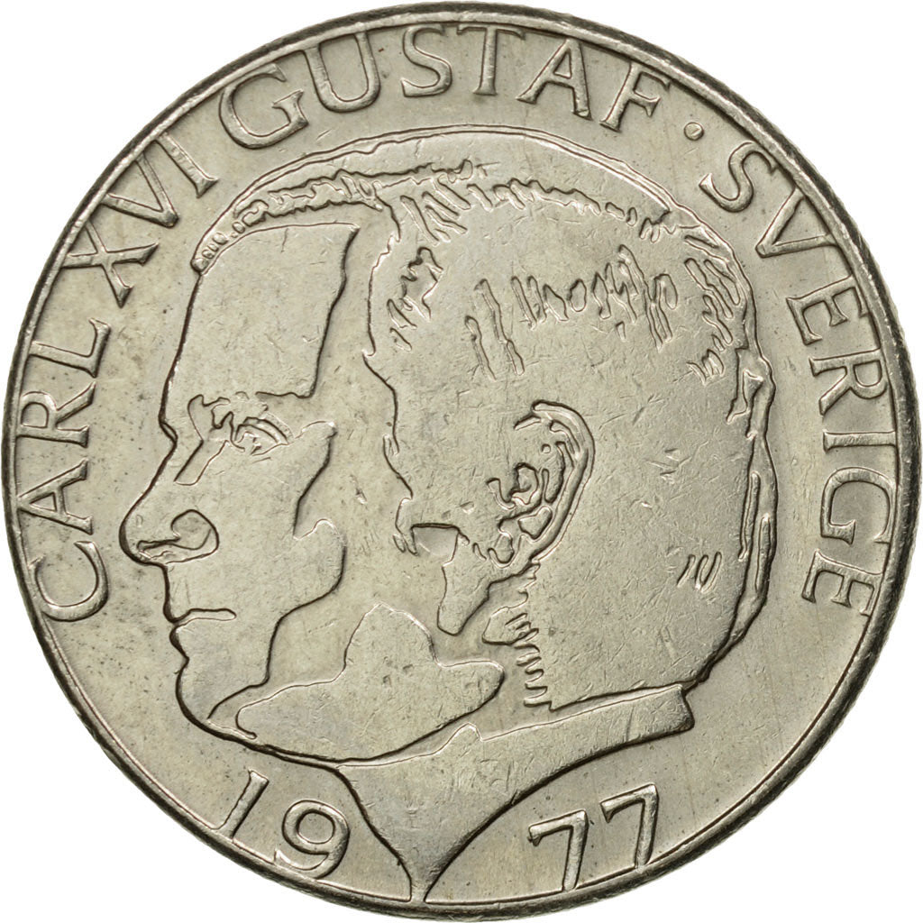 Moneta, Svezia, Carl XVI Gustaf, Krona, 1977, BB, Rame ricoperto in rame-nichel