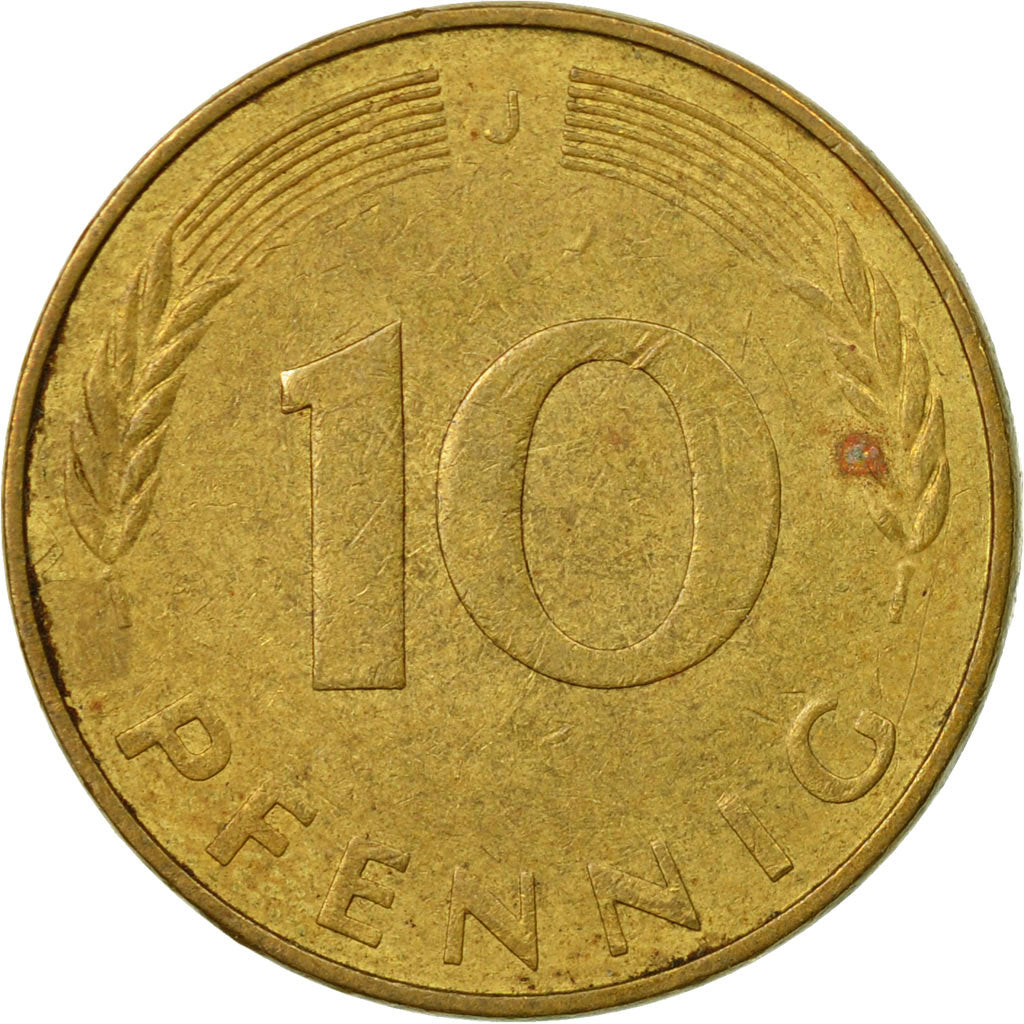 Coin, GERMANY - FEDERAL REPUBLIC, 10 Pfennig, 1979, Hambourg, EF(40-45), Brass
