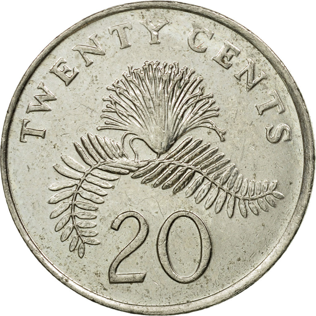 Coin, Singapore, 20 Cents, 1985, British Royal Mint, EF(40-45), Copper-nickel