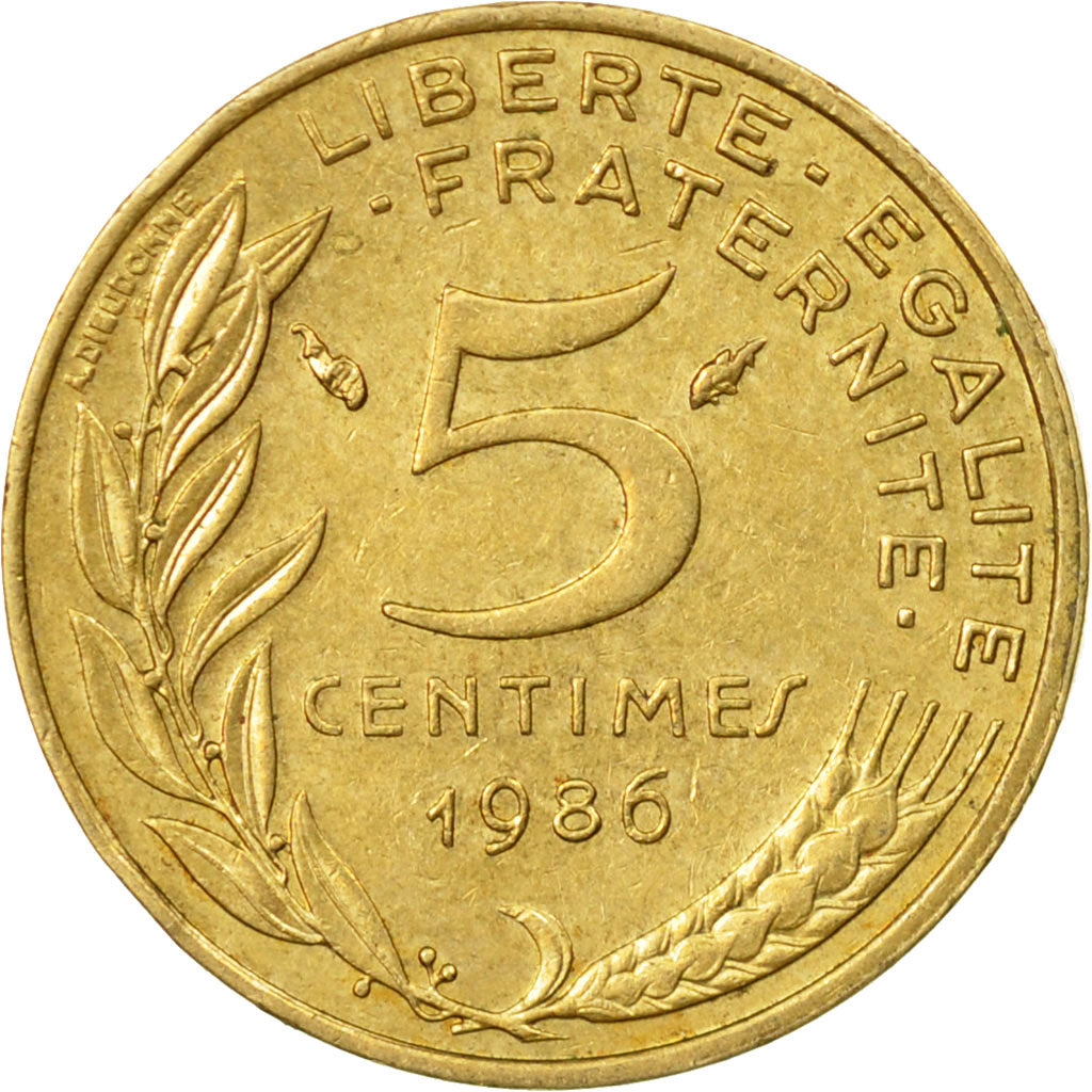Coin, France, Marianne, 5 Centimes, 1986, Paris, EF(40-45), Aluminum-Bronze