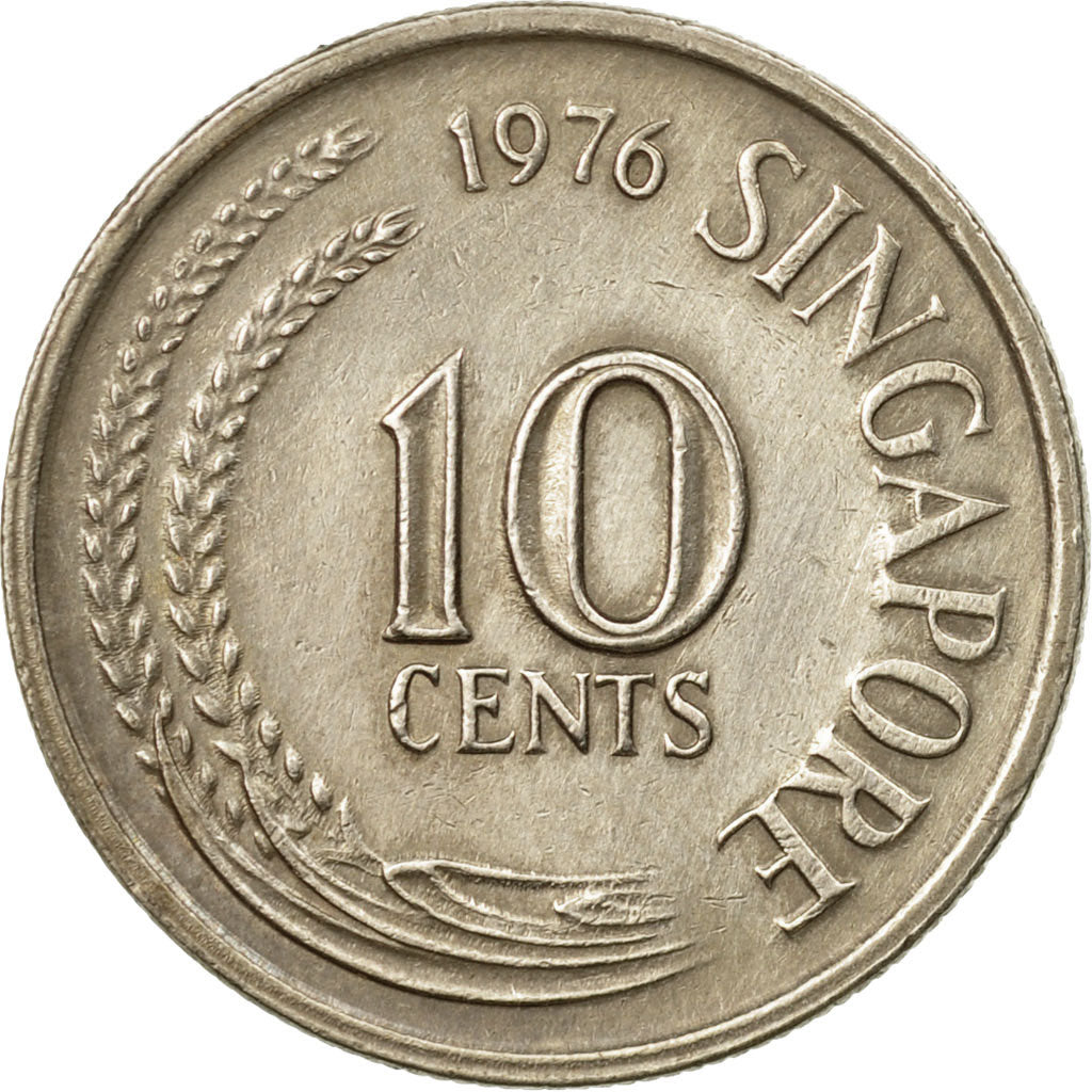 Coin, Singapore, 10 Cents, 1976, Singapore Mint, EF(40-45), Copper-nickel, KM:3