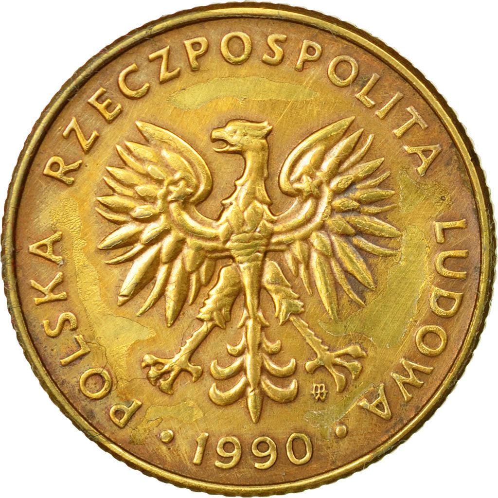 Coin, Poland, 10 Zlotych, 1990, Warsaw, EF(40-45), Brass, KM:152.2