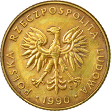 Coin, Poland, 10 Zlotych, 1990, Warsaw, EF(40-45), Brass, KM:152.2