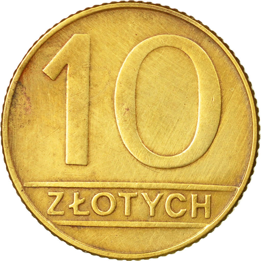 Coin, Poland, 10 Zlotych, 1990, Warsaw, EF(40-45), Brass, KM:152.2