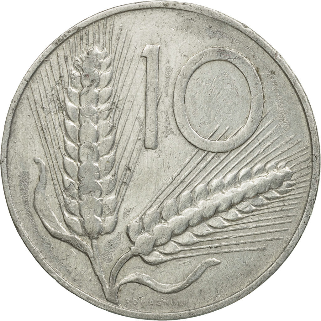 Coin, Italy, 10 Lire, 1954, Rome, EF(40-45), Aluminum, KM:93