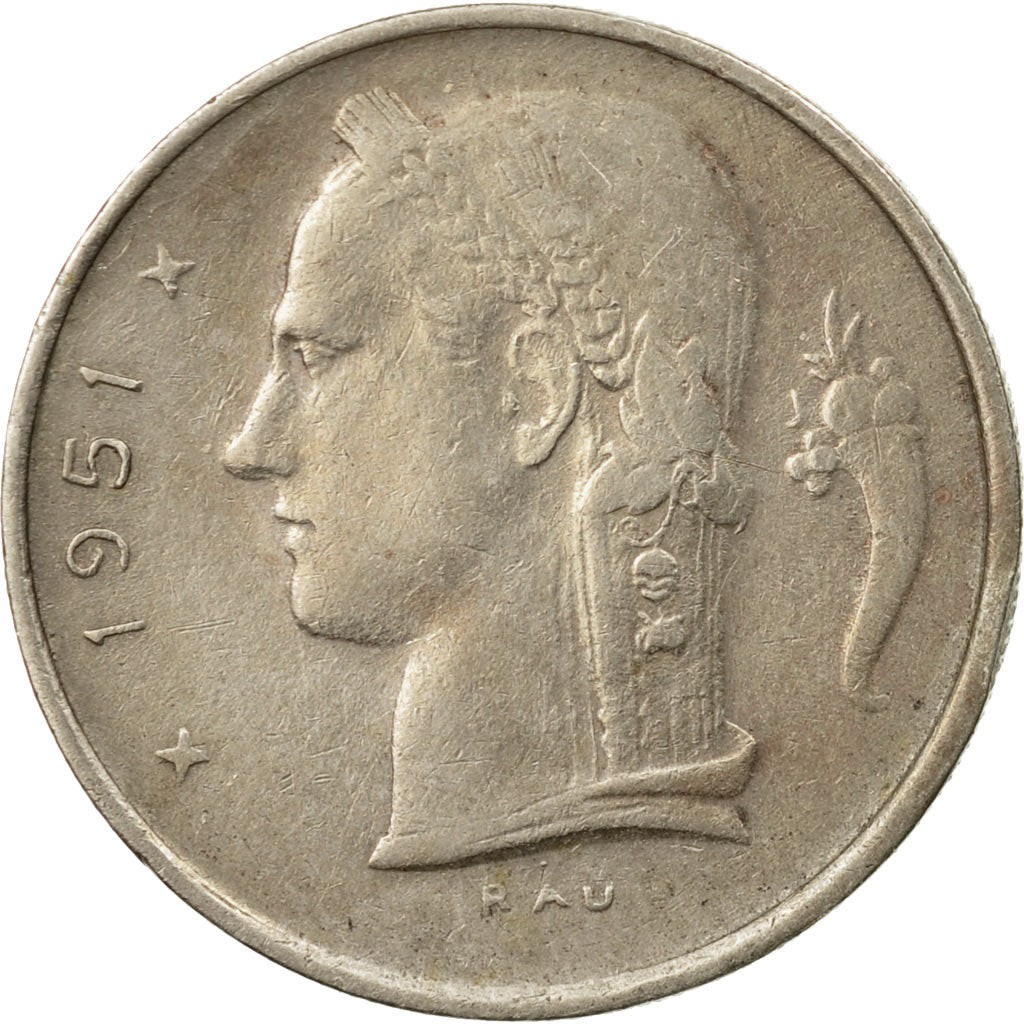 Coin, Belgium, Franc, 1951, EF(40-45), Copper-nickel, KM:143.1