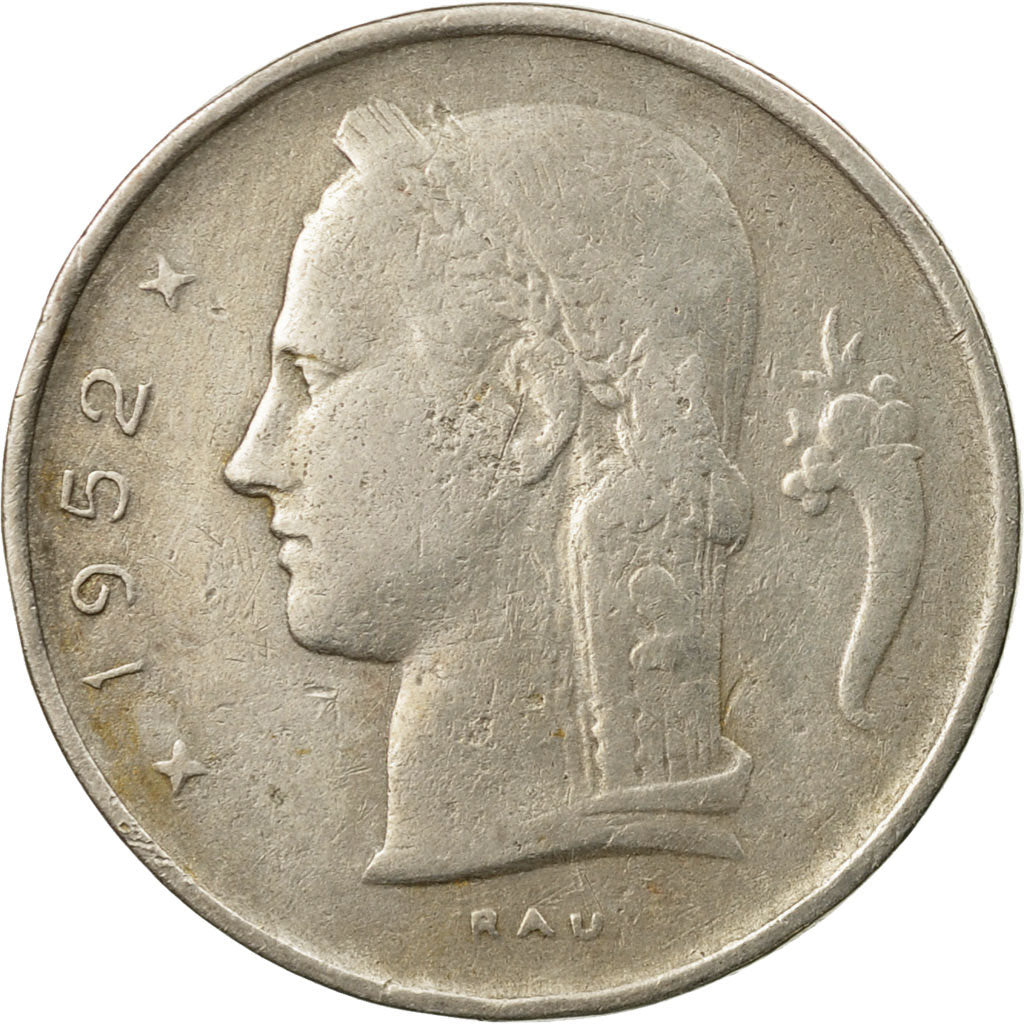 Coin, Belgium, Franc, 1952, EF(40-45), Copper-nickel, KM:143.1