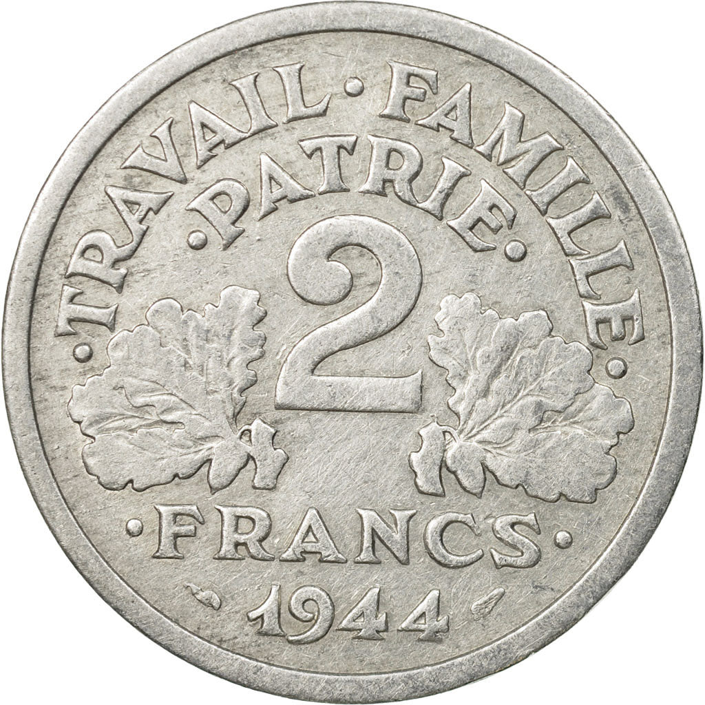 Münze, Frankreich, Bazor, 2 Francs, 1944, Beaumont - Le Roger, SS, Aluminium