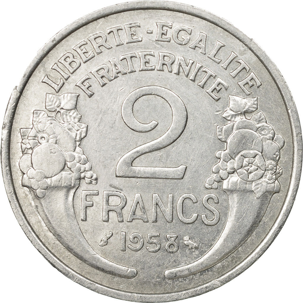 Coin, France, Morlon, 2 Francs, 1958, Paris, EF(40-45), Aluminum, KM:886a.1
