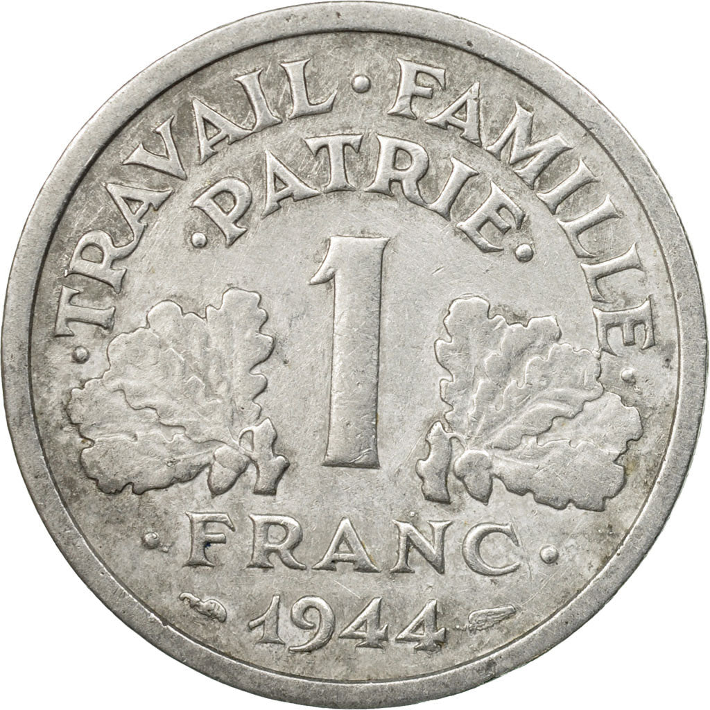 Moneda, Francia, Bazor, Franc, 1944, Rouen, MBC, Aluminio, KM:902.2, Gadoury:471