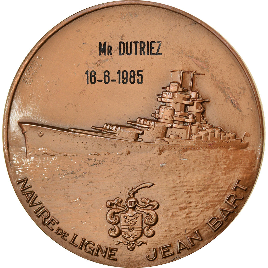 France, Medal, Chevalier Jean Bart, Navire de Ligne, Shipping, 1980, Guiraud