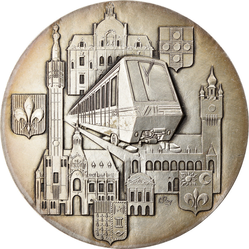 France, Medal, Communauté urbaine de Lille, Railway, 1983, Roy, AU(55-58)