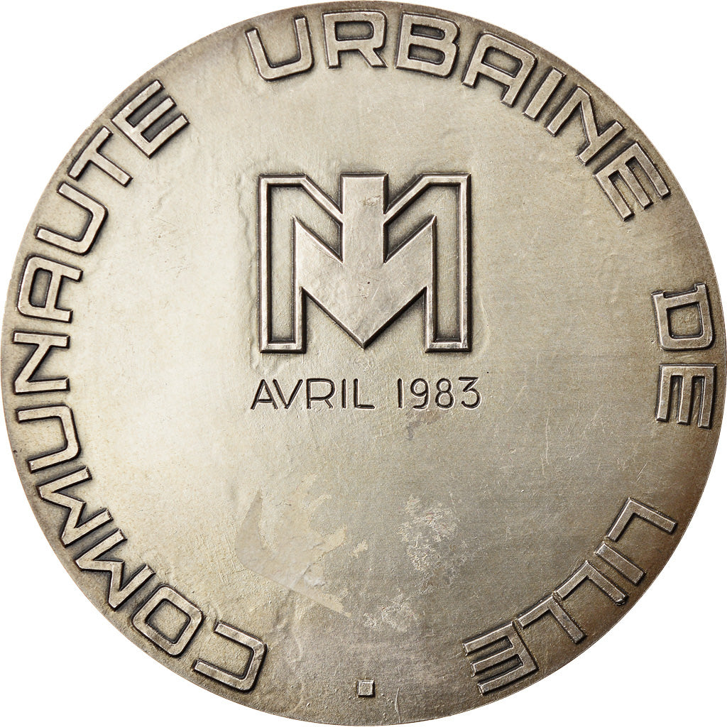 France, Medal, Communauté urbaine de Lille, Railway, 1983, Roy, AU(55-58)
