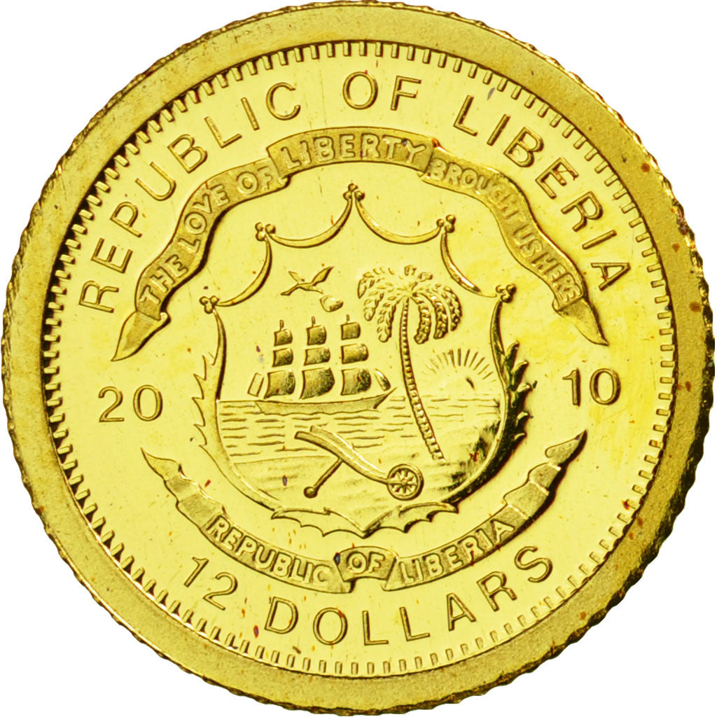 Liberia, 12 Dollars, Chapelle Sixtine, 2010, FDC, Or