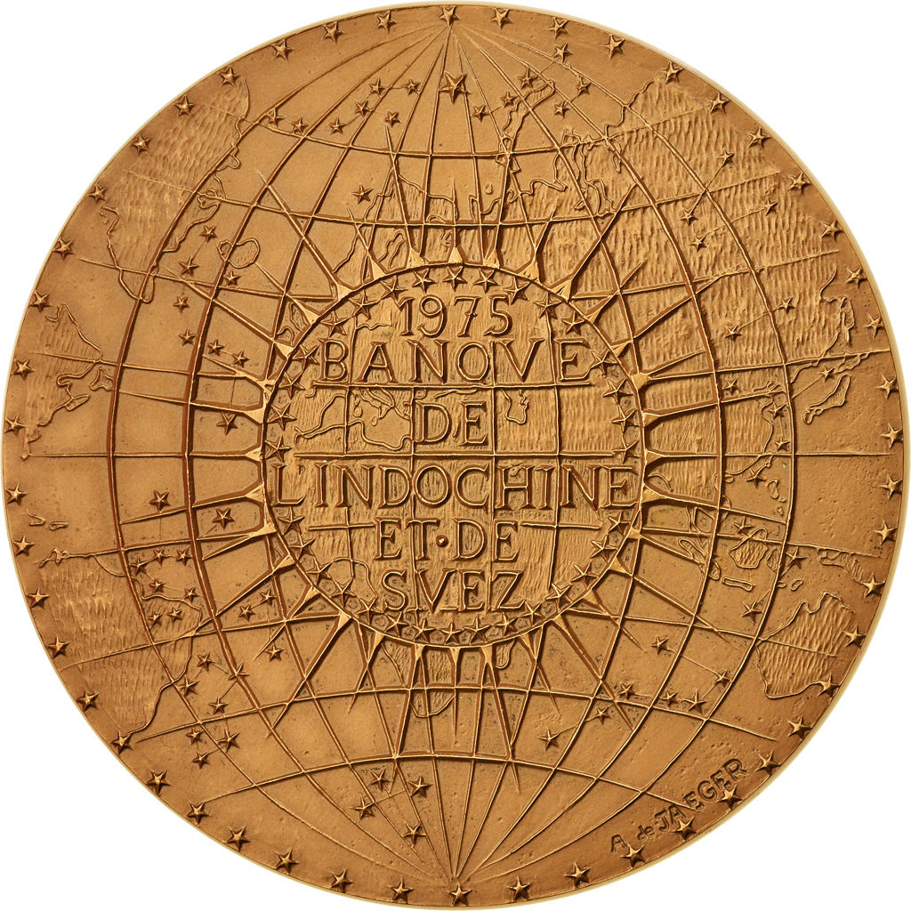 France, Medal, Banque de l'Indochine et de Suez, 1975, De Jaeger, MS(64), Bronze