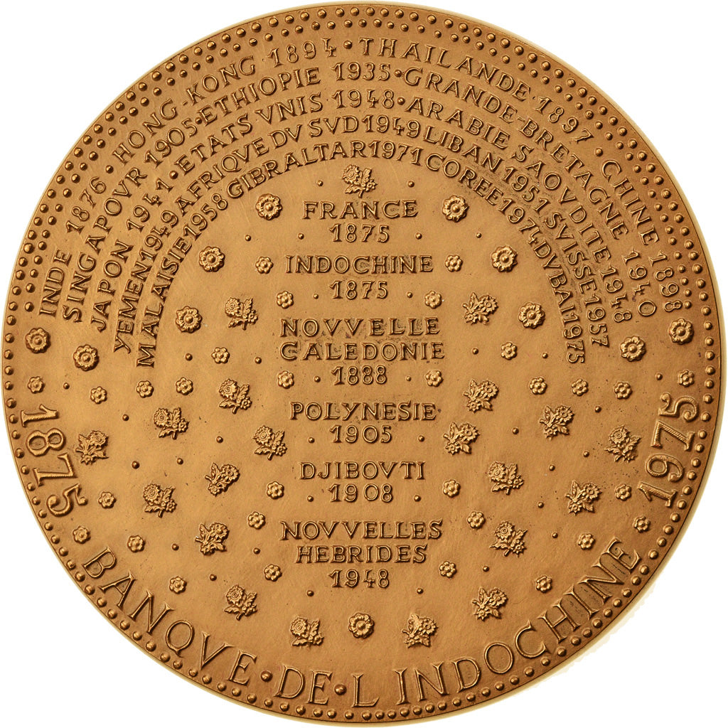 France, Medal, Banque de l'Indochine et de Suez, 1975, De Jaeger, MS(64), Bronze