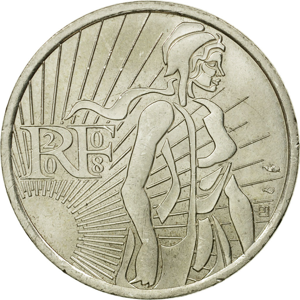 France, 5 Euro, 2008, AU(55-58), Silver, KM:1534