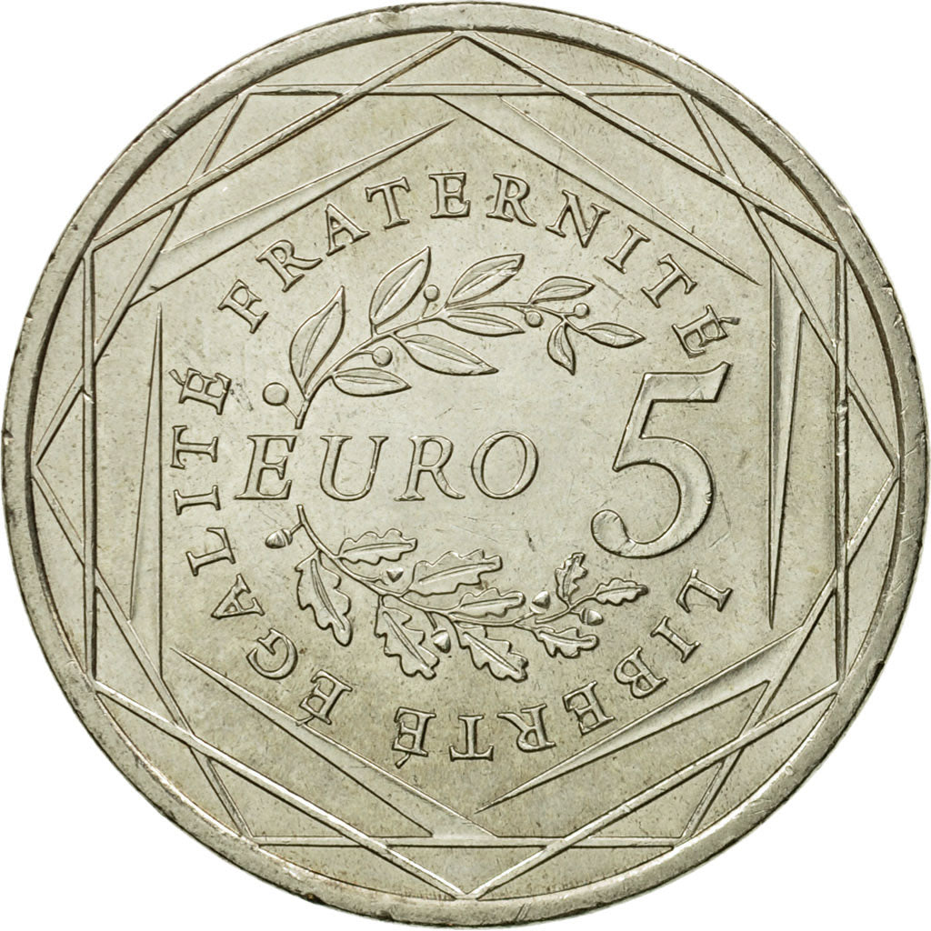 France, 5 Euro, 2008, AU(55-58), Silver, KM:1534