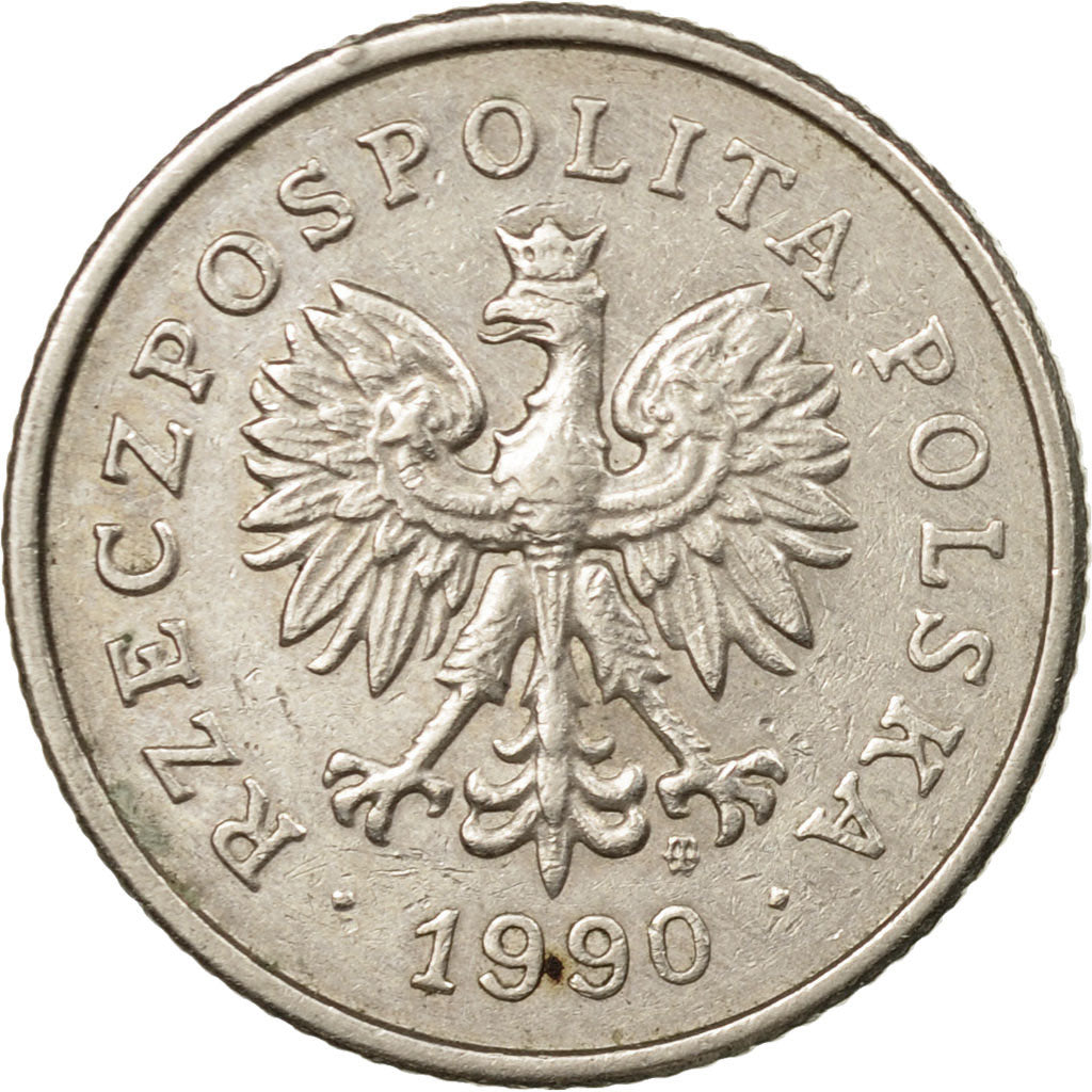 Coin, Poland, 50 Groszy, 1990, Warsaw, EF(40-45), Copper-nickel, KM:281