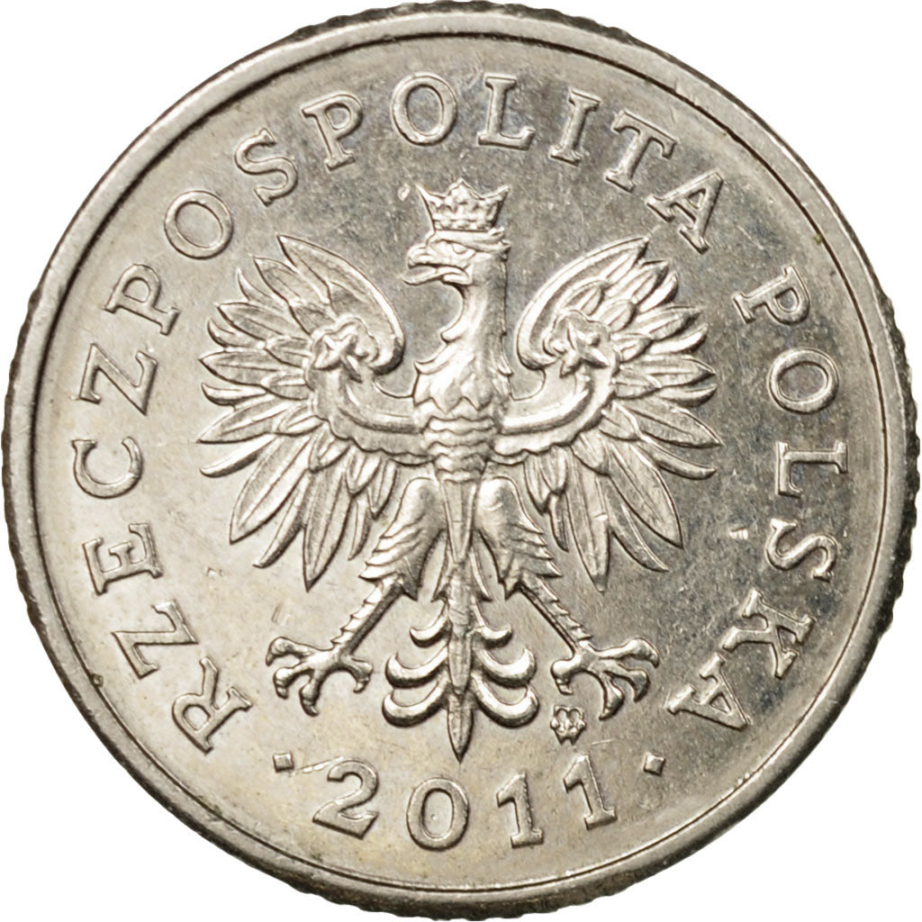 Coin, Poland, 10 Groszy, 2011, Warsaw, EF(40-45), Copper-nickel, KM:279