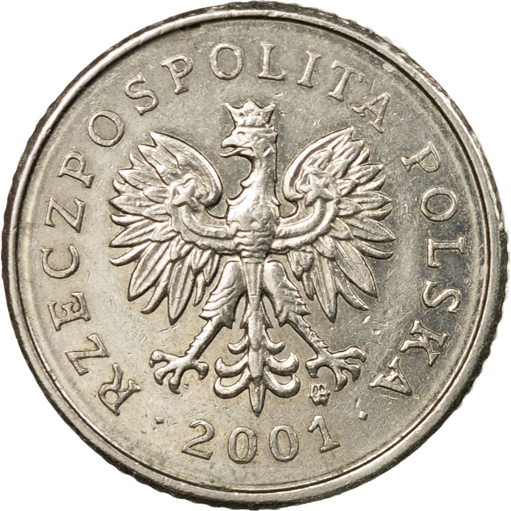Coin, Poland, 10 Groszy, 2001, Warsaw, EF(40-45), Copper-nickel, KM:279
