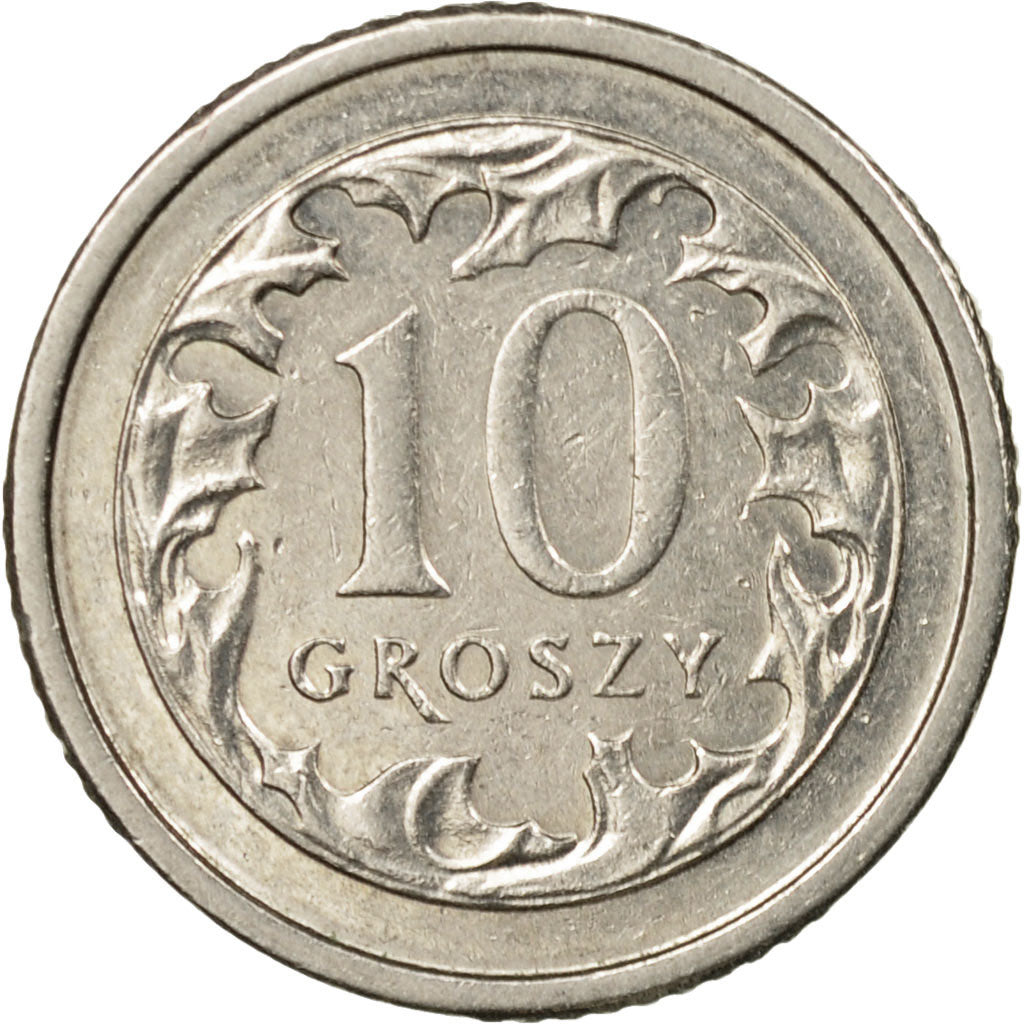 Coin, Poland, 10 Groszy, 2001, Warsaw, EF(40-45), Copper-nickel, KM:279
