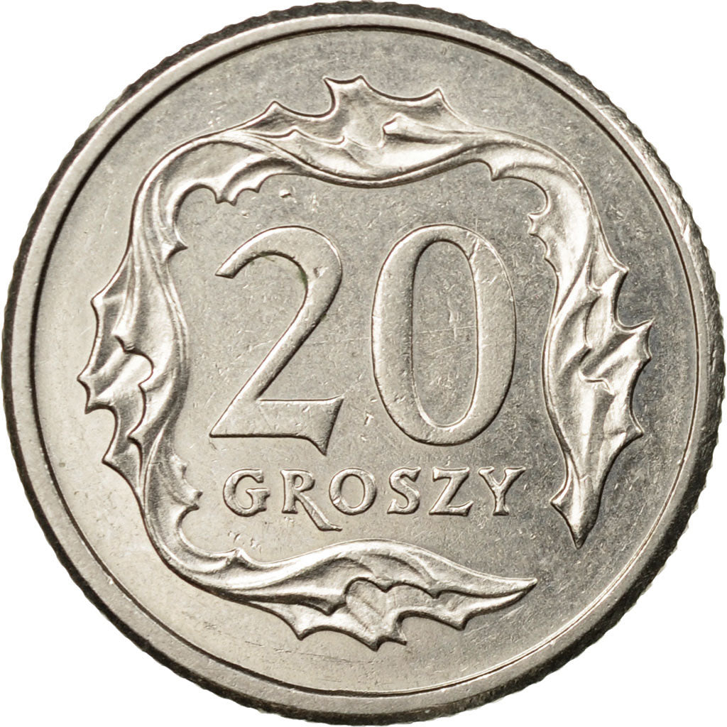 Moneda, Polonia, 20 Groszy, 2008, Warsaw, MBC, Cobre - níquel, KM:280