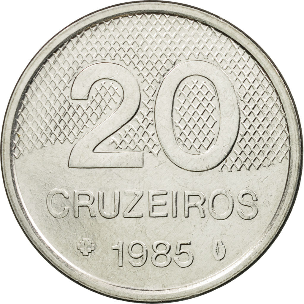 Coin, Brazil, 20 Cruzeiros, 1985, EF(40-45), Stainless Steel, KM:593.2
