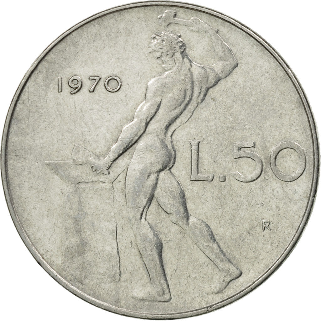 Moneta, Italia, 50 Lire, 1970, Rome, BB, Acciaio inossidabile, KM:95.1