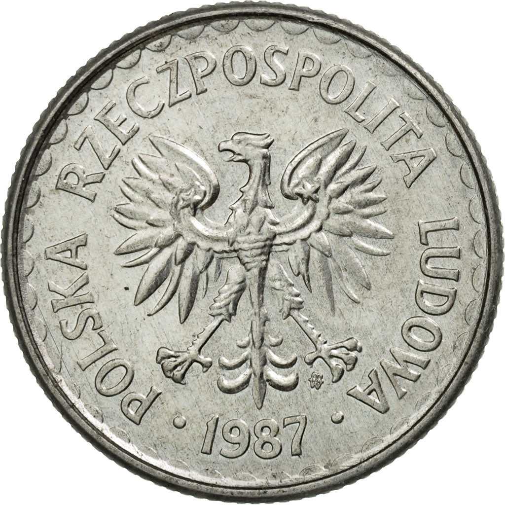 Coin, Poland, Zloty, 1987, Warsaw, EF(40-45), Aluminum, KM:49.2