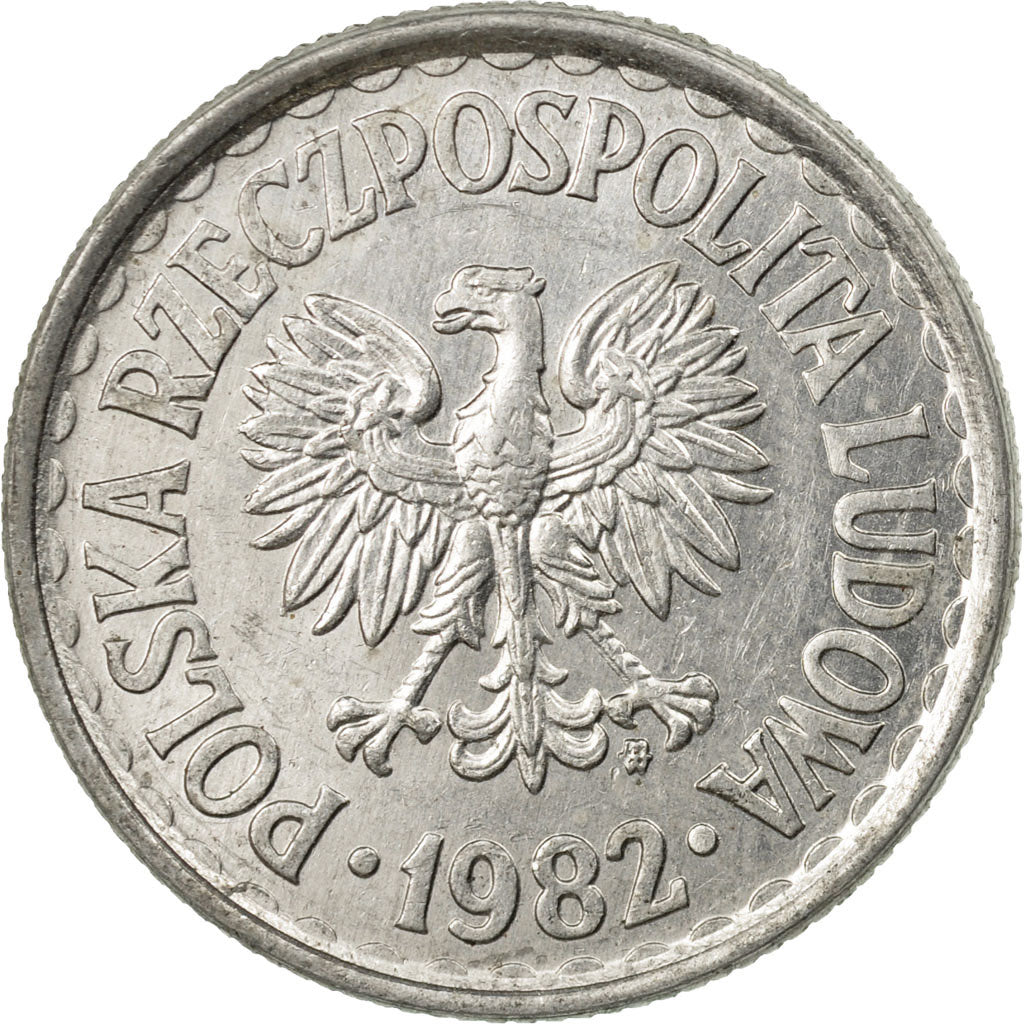 Moneda, Polonia, Zloty, 1982, Warsaw, MBC, Aluminio, KM:49.1