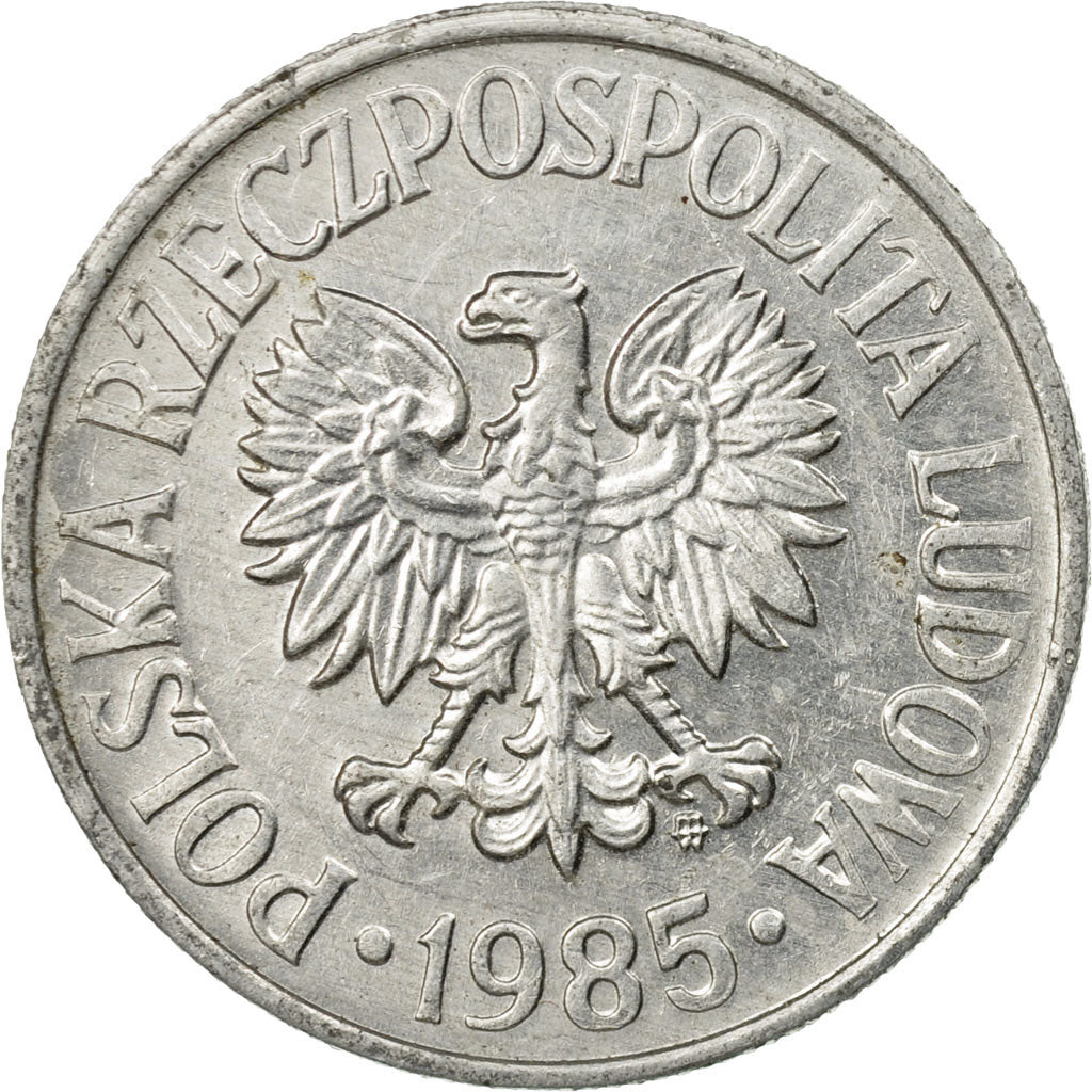 Moneda, Polonia, 50 Groszy, 1985, Warsaw, MBC, Aluminio, KM:48.1