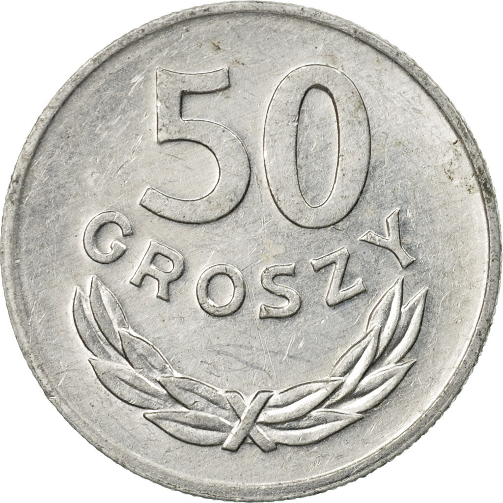 Moneda, Polonia, 50 Groszy, 1985, Warsaw, MBC, Aluminio, KM:48.1