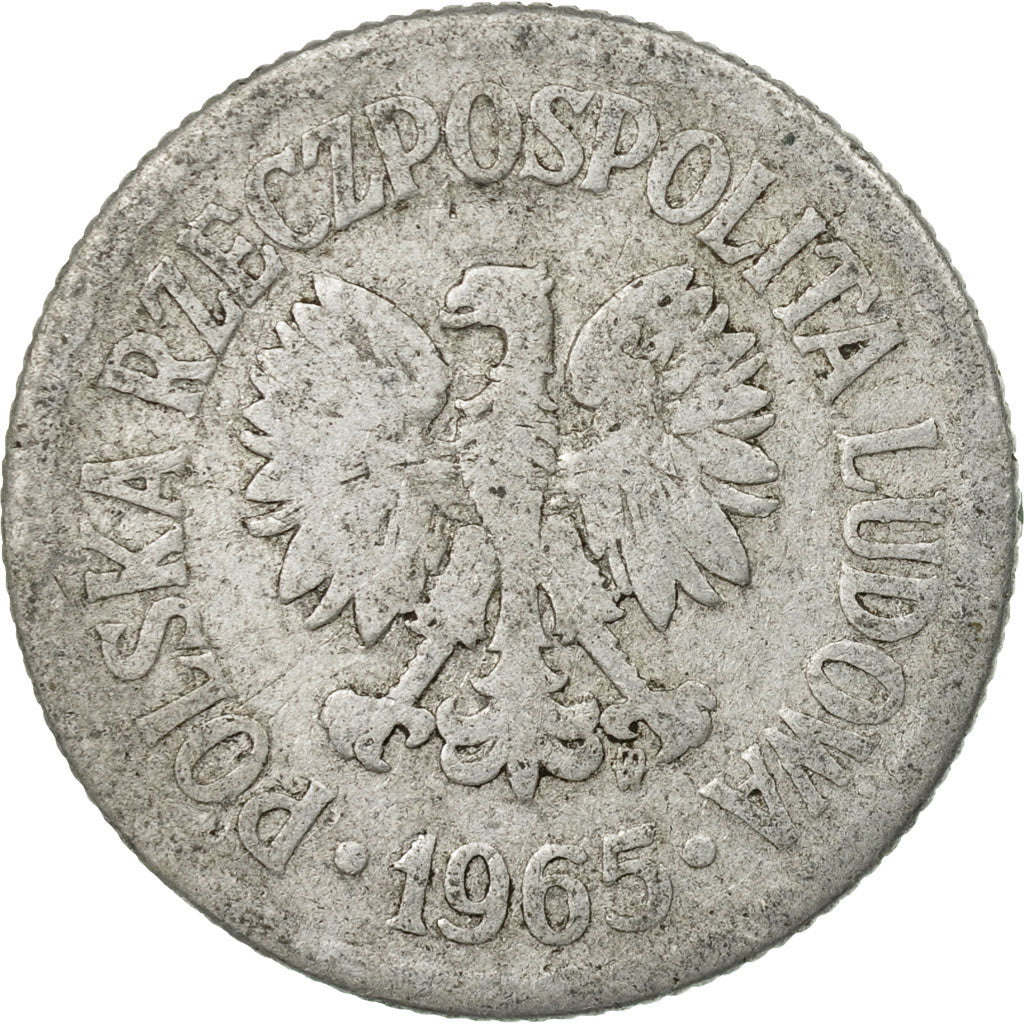 Coin, Poland, Zloty, 1965, Warsaw, VF(30-35), Aluminum, KM:49.1