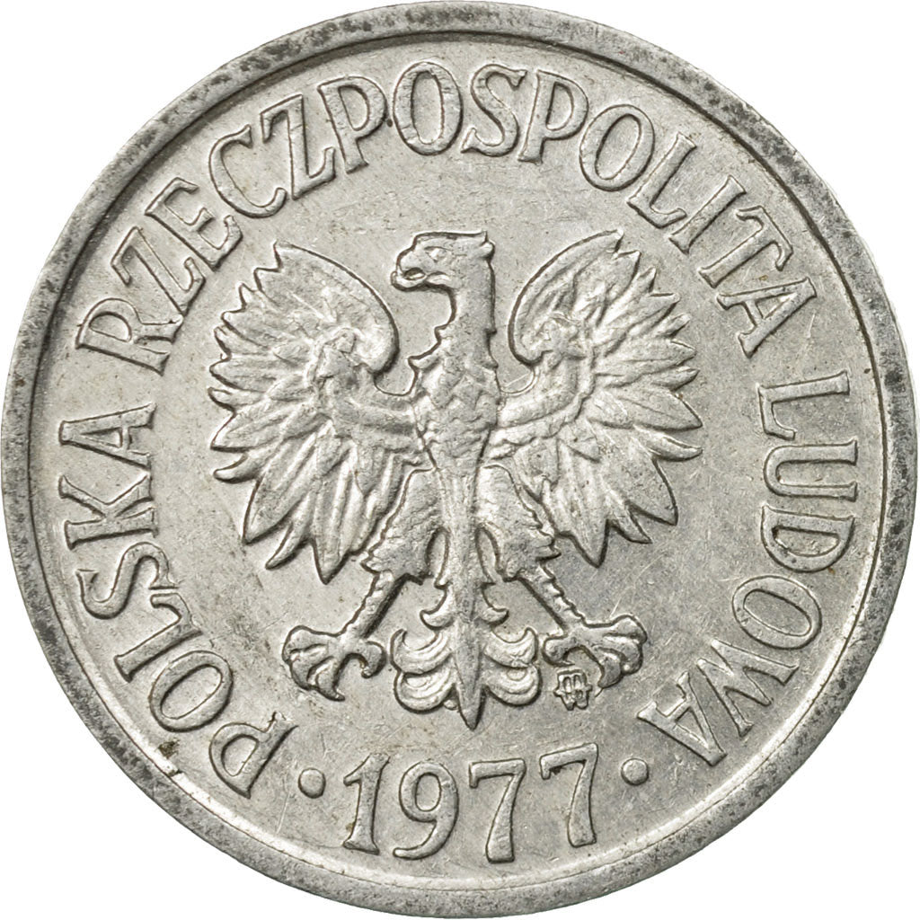 Coin, Poland, 20 Groszy, 1977, Warsaw, EF(40-45), Aluminum, KM:A47