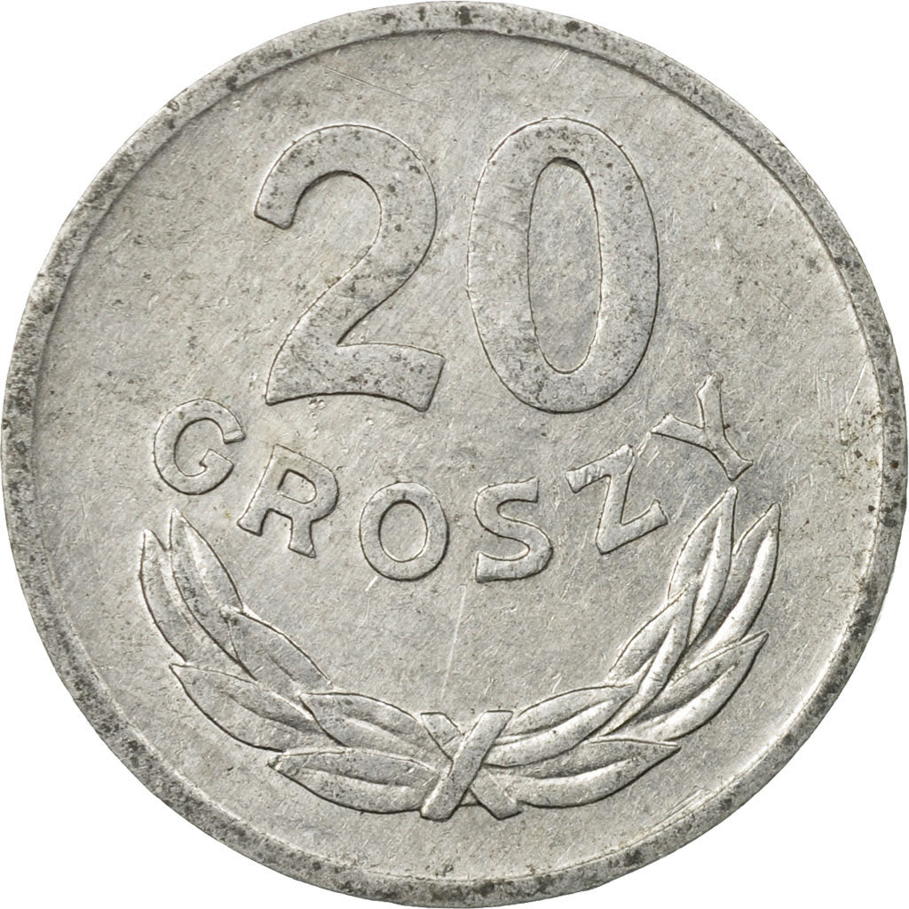 Coin, Poland, 20 Groszy, 1977, Warsaw, EF(40-45), Aluminum, KM:A47