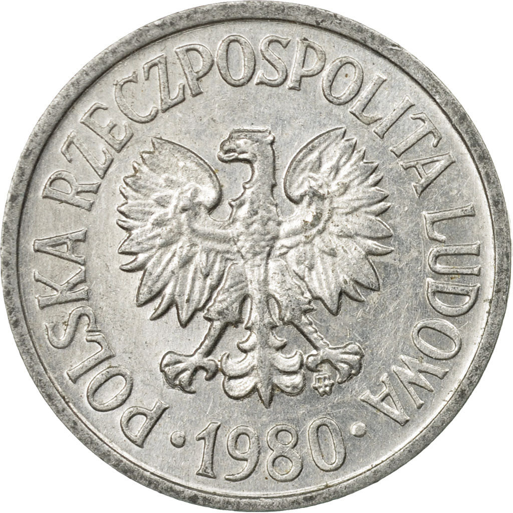 Moneta, Polska, 20 Groszy, 1980, Warsaw, EF(40-45), Aluminium, KM:A47