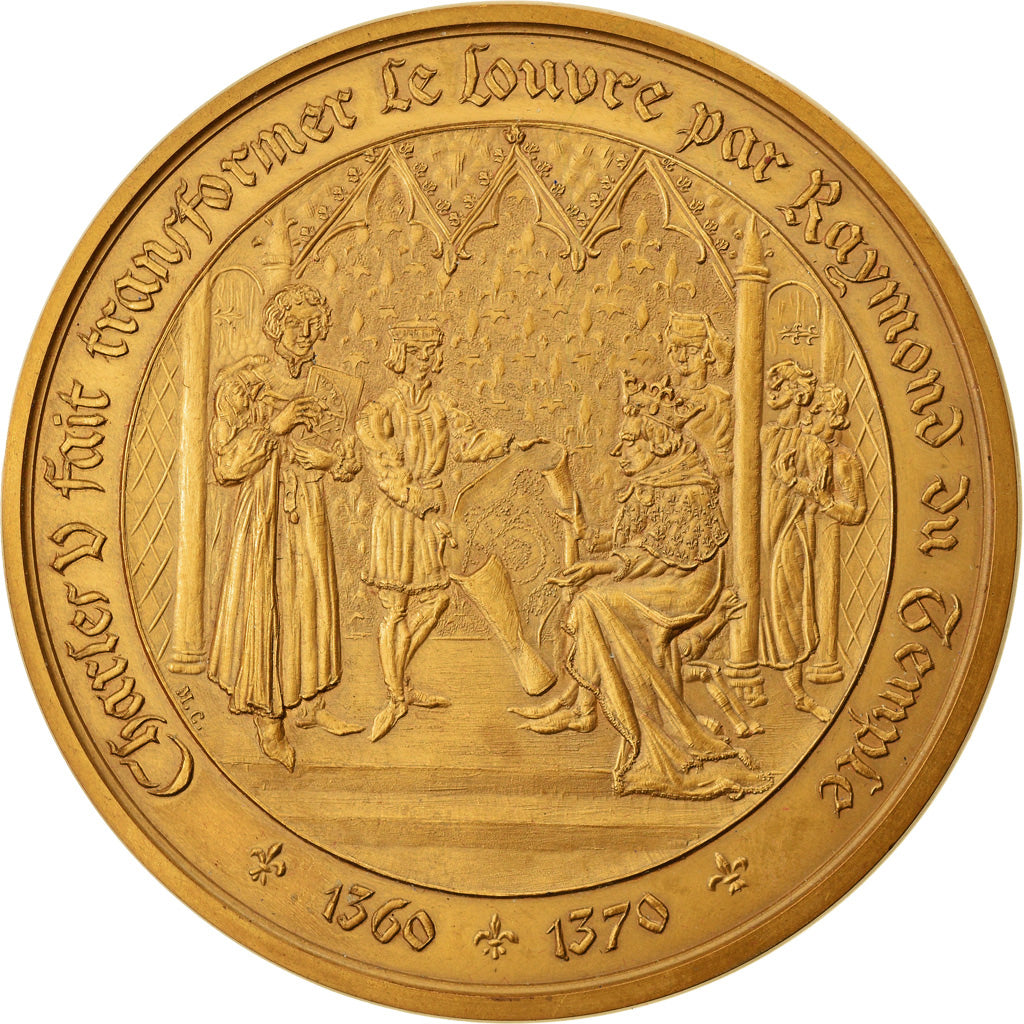 Francia, medalla, Charles V fait transformer le Louvre par Raymond du Temple