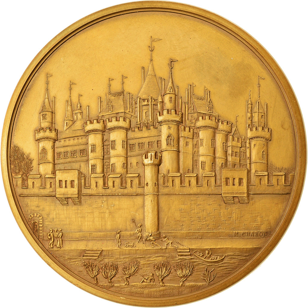 Francia, medalla, Charles V fait transformer le Louvre par Raymond du Temple