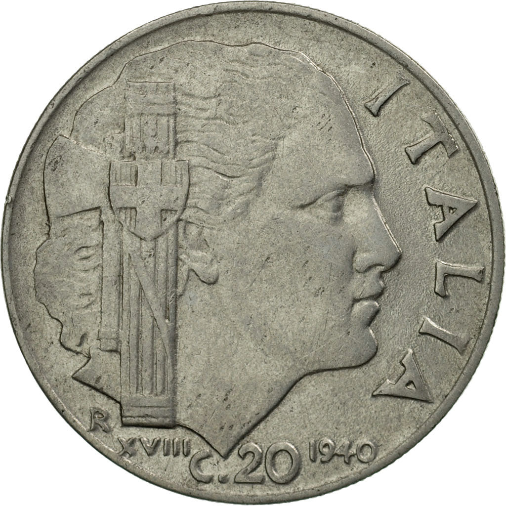 Moneta, Italia, Vittorio Emanuele III, 20 Centesimi, 1940, Rome, BB, Acciaio