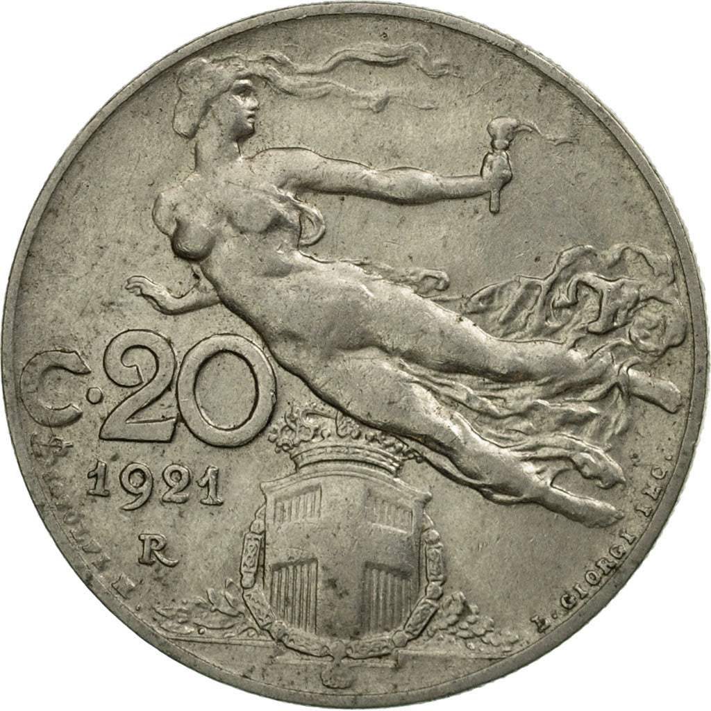 Coin, Italy, Vittorio Emanuele III, 20 Centesimi, 1921, Rome, EF(40-45), Nickel