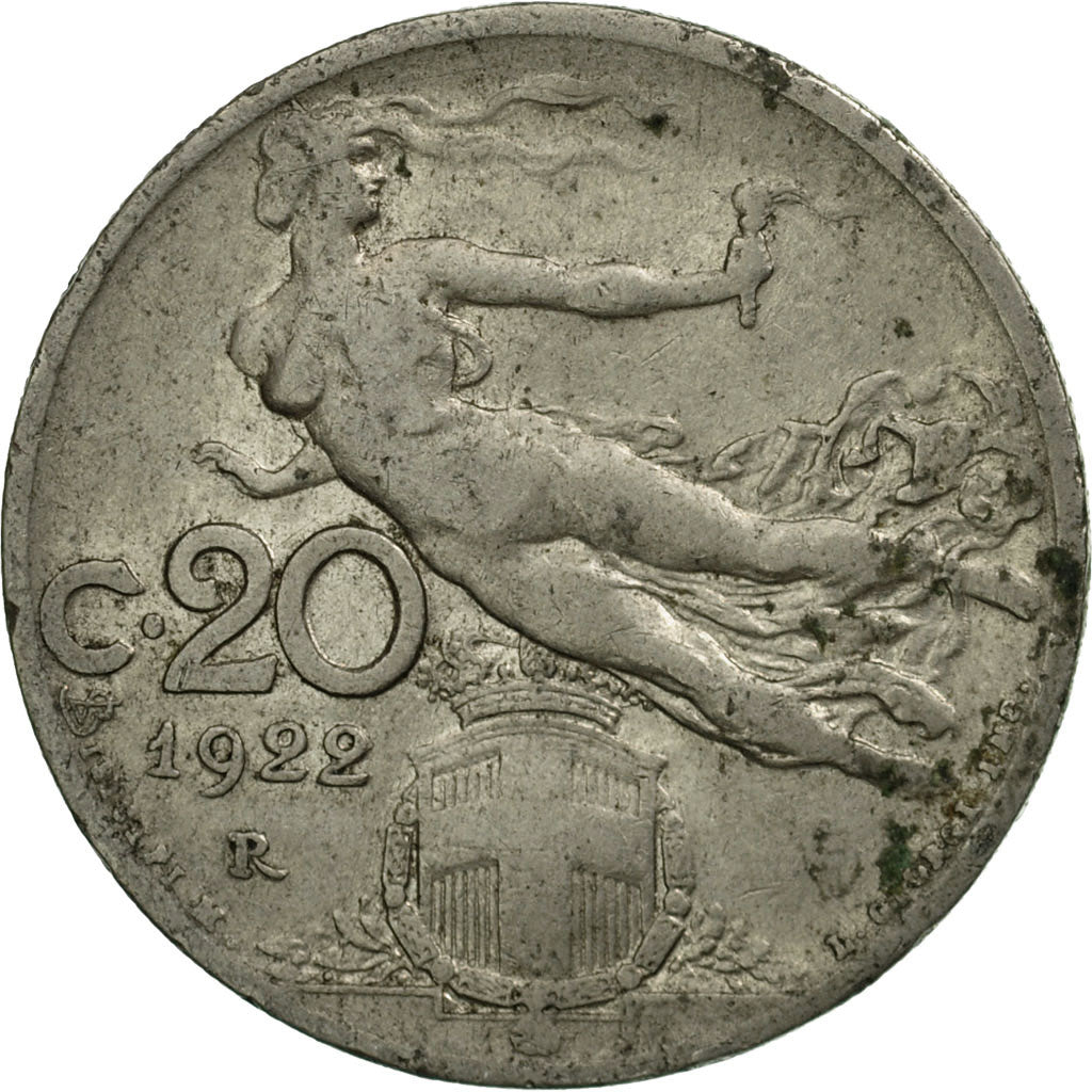 Coin, Italy, Vittorio Emanuele III, 20 Centesimi, 1922, Rome, VF(30-35), Nickel