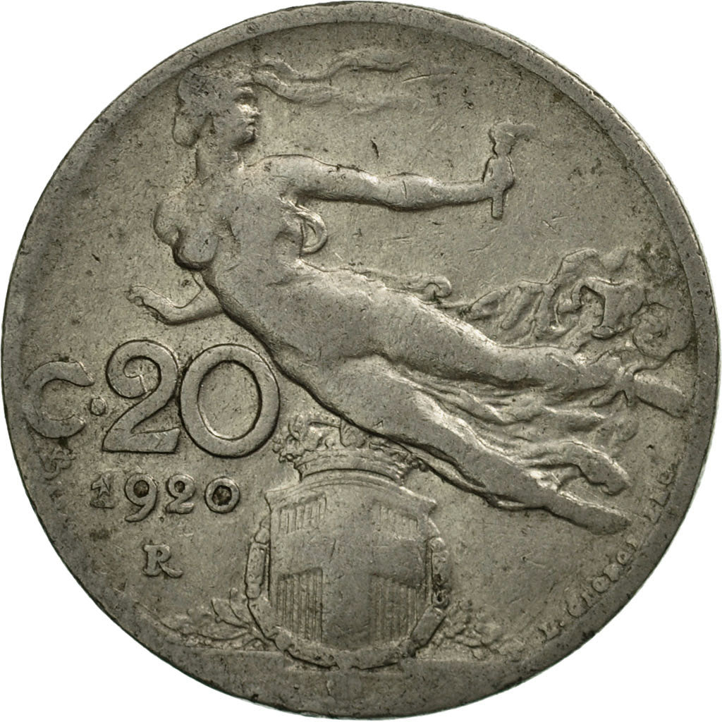 Monnaie, Italie, Vittorio Emanuele III, 20 Centesimi, 1920, Rome, TB+, Nickel