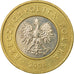 Moneda, Polonia, 2 Zlote, 2008, Warsaw, MBC, Bimetálico, KM:283