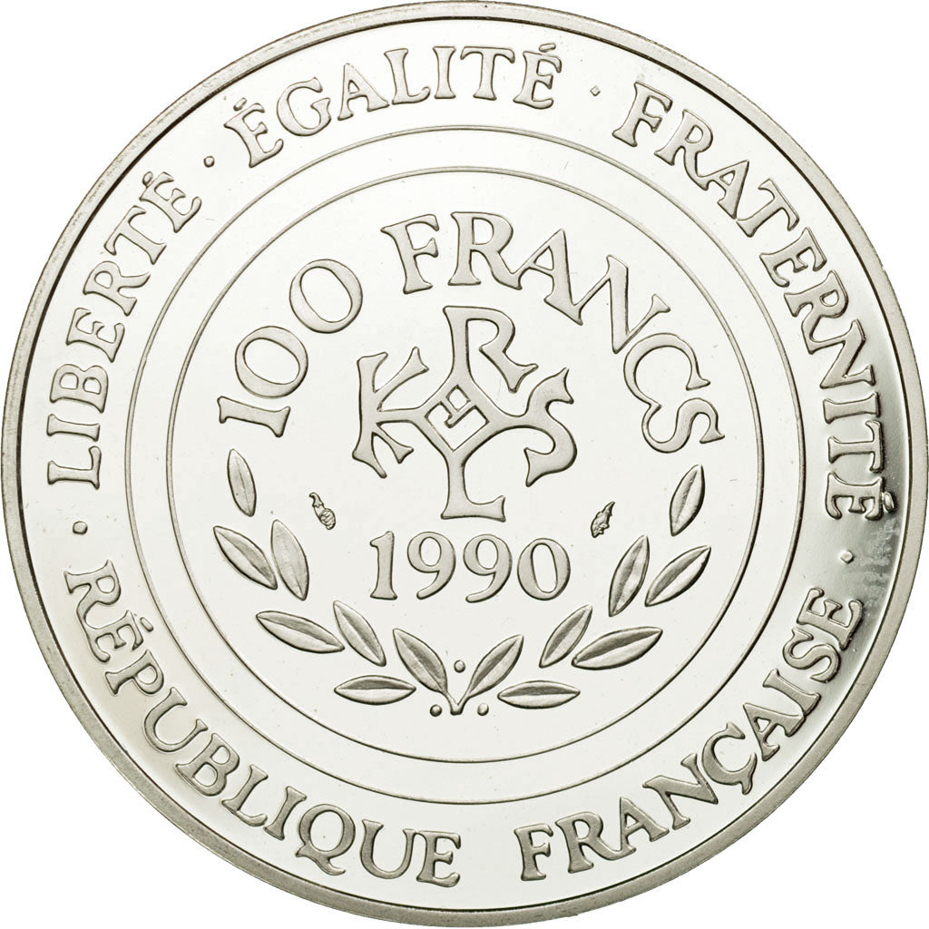 Coin, France, 100 Francs-15 Ecus, 1990, MS(65-70), Silver, KM:989